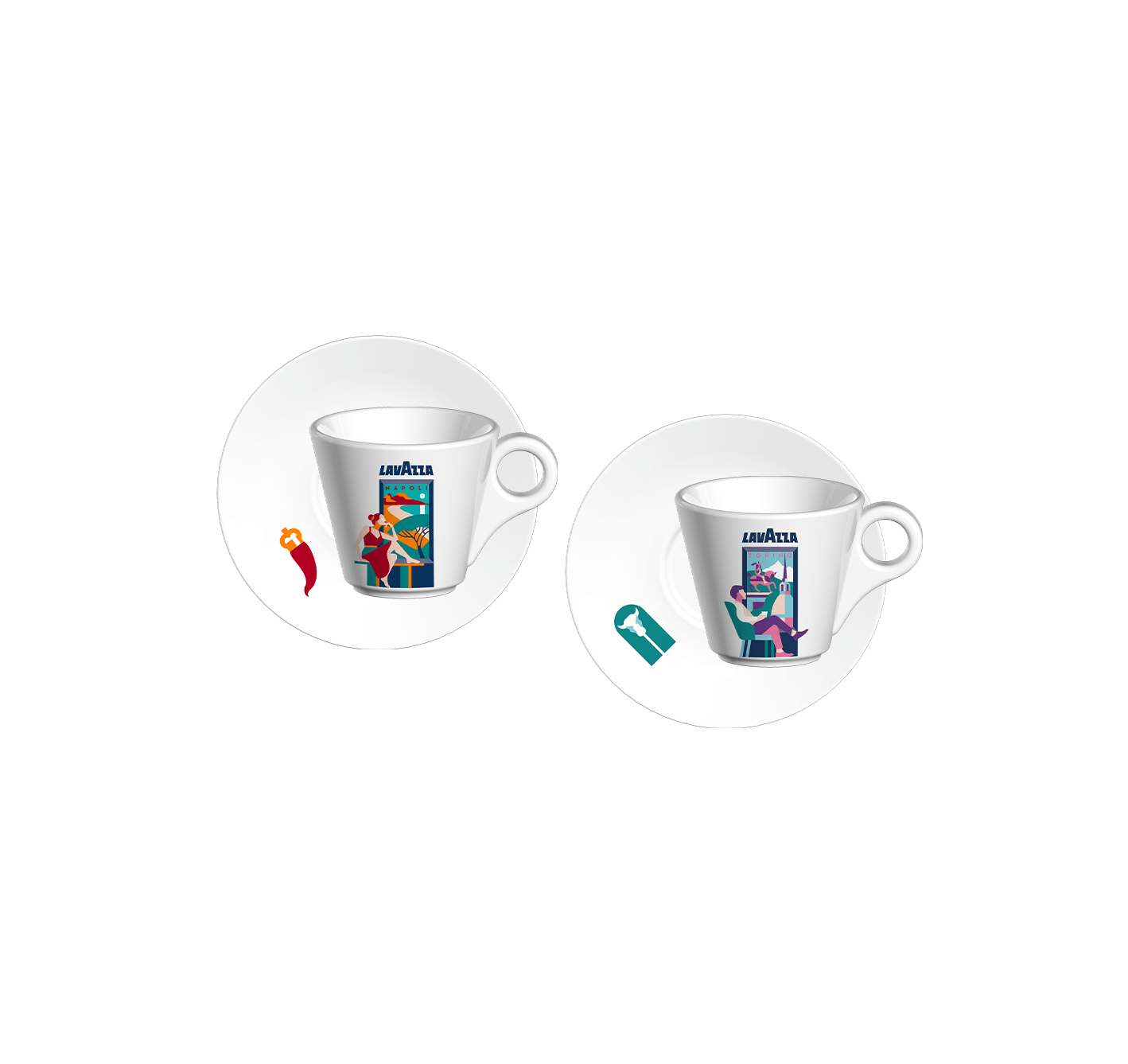【希少】ムラーノグラス コーヒーのお供 Espresso set Torino and Napoli - Window Collection | Lavazza