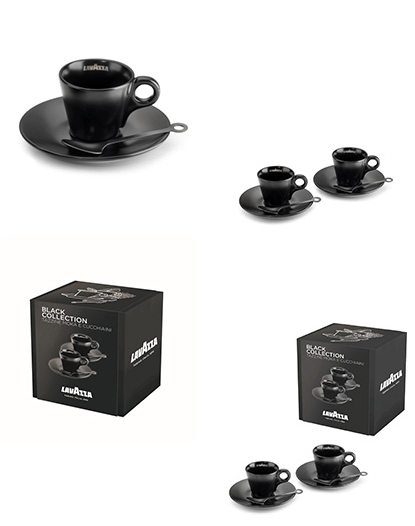 Porcelain Lavazza Espresso Cups - Black Collection