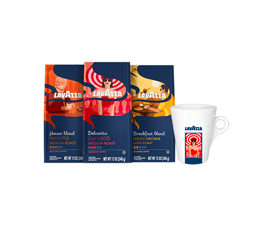Paquete de café molido y jarra