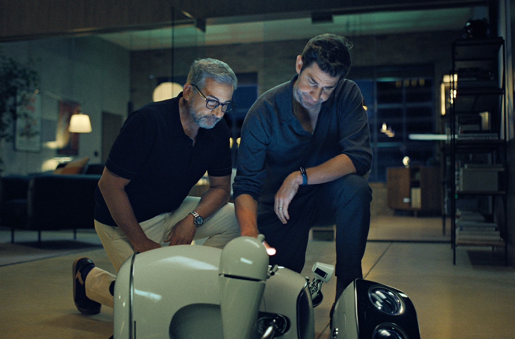 Luigi con Steve Carell y John Krasinski